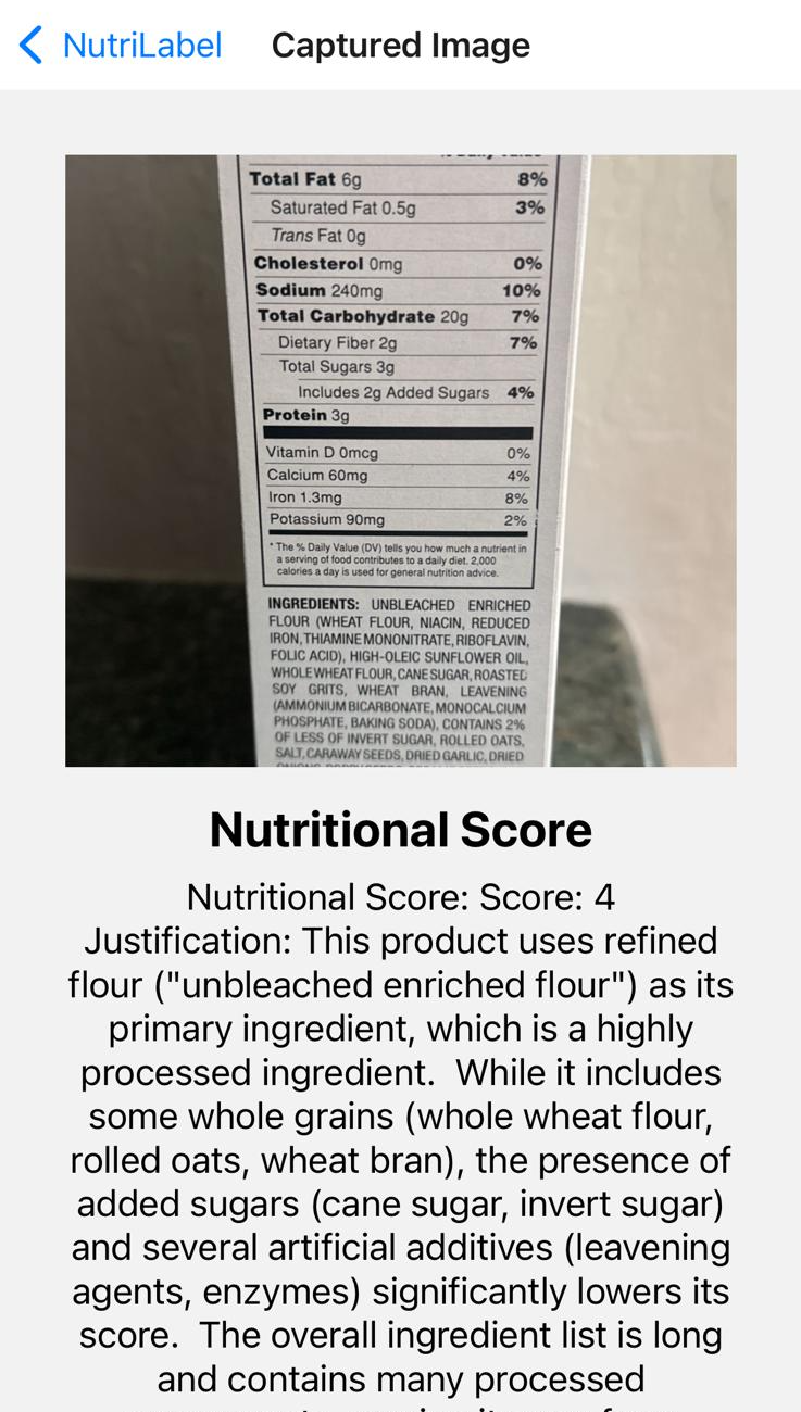 NutriLabel Score Details